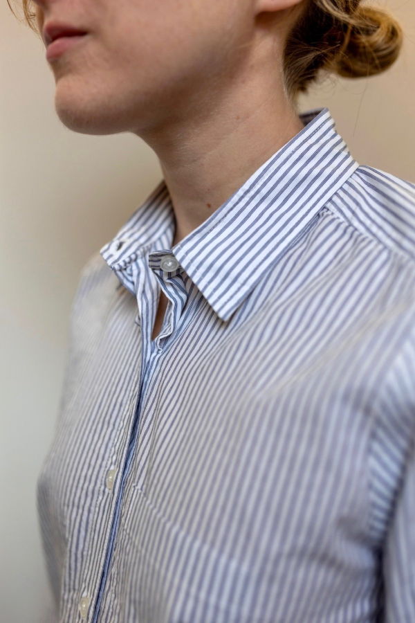 Steven Alan Reverse Seam Double Blue Stripe Shirt