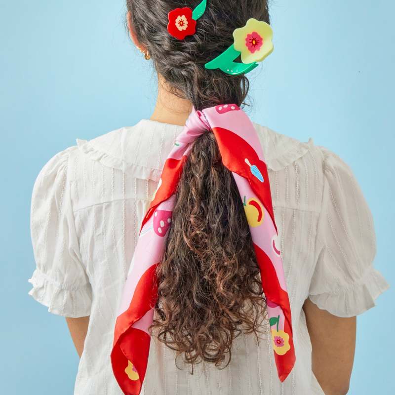 Centinelle Cat Garden Gnome Silk Medium Square Scarf