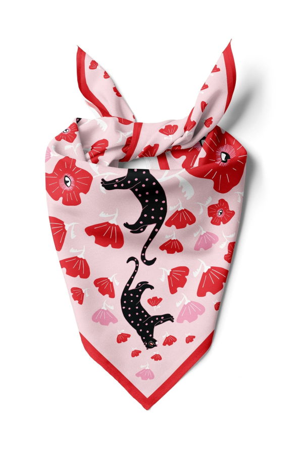 Centinelle Poppy Polka Cat Cotton Silk Bandana