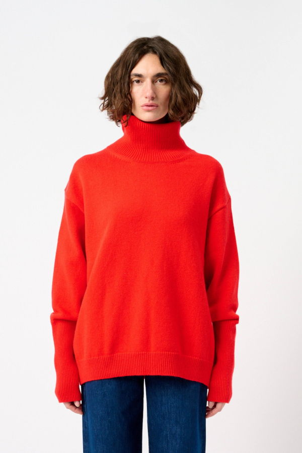 Bite Studios Fine Wool Knit Turtleneck Sweater - Red