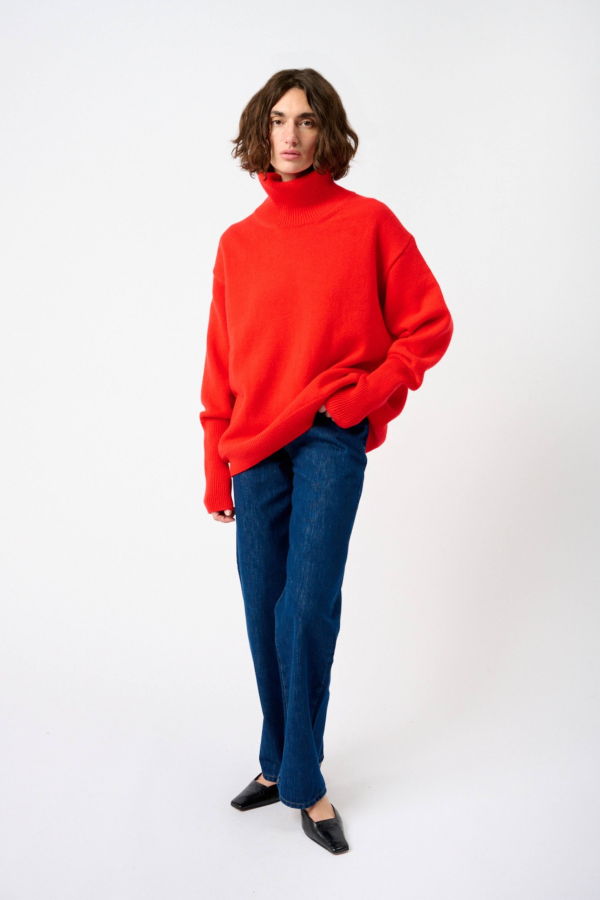 Bite Studios Fine Wool Knit Turtleneck Sweater - Red