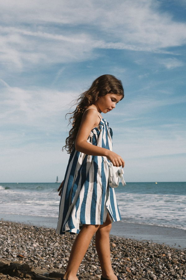 KIDS Tinycottons Light Navy Stripes Dress