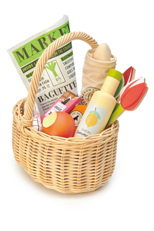 KIDS Tender Leaf Toys Wicker Shopping Basket Toy