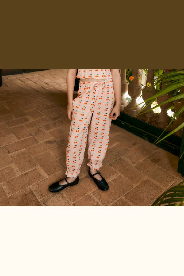 KIDS Tinycottons Cherries Pant in Pastel Pink Pants
