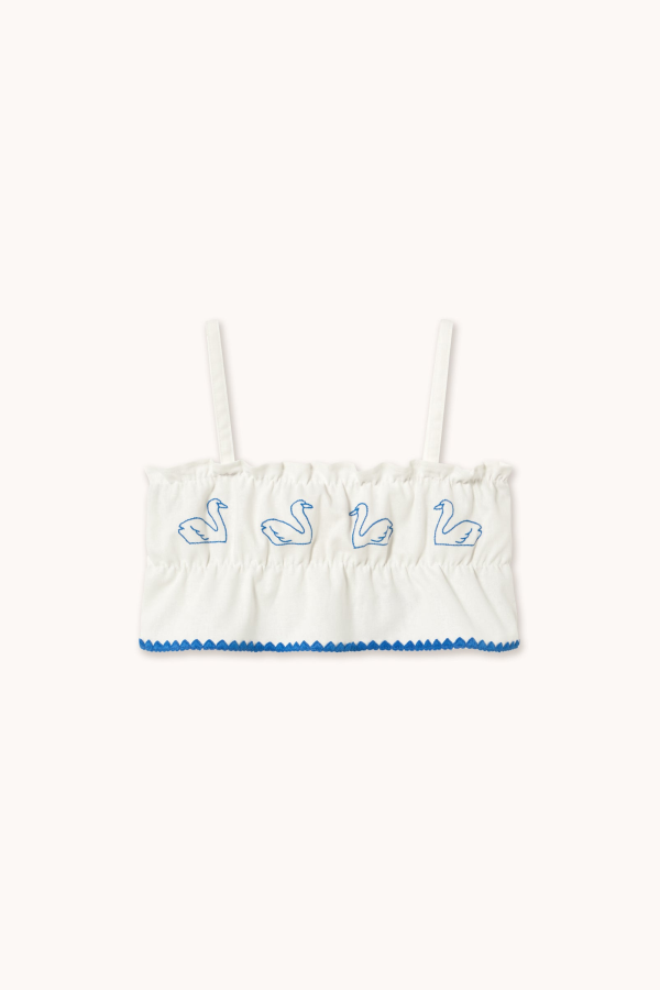 KIDS Tinycottons Swans Bows Linen Top