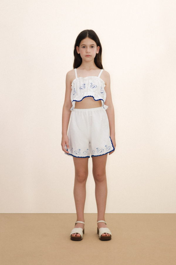 KIDS Tinycottons Swans Linen Shorts