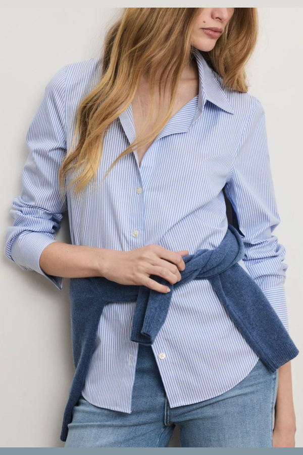 Veronica Beard Amelia Shirt - Blue Jay/White