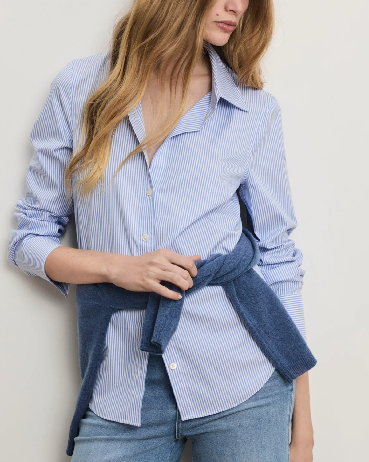 Veronica Beard Amelia Shirt - Blue Jay/White - Image 2 of 5