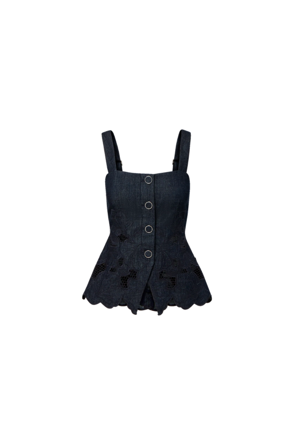 Veronica Beard Mirielle Top - Indigo Rinse