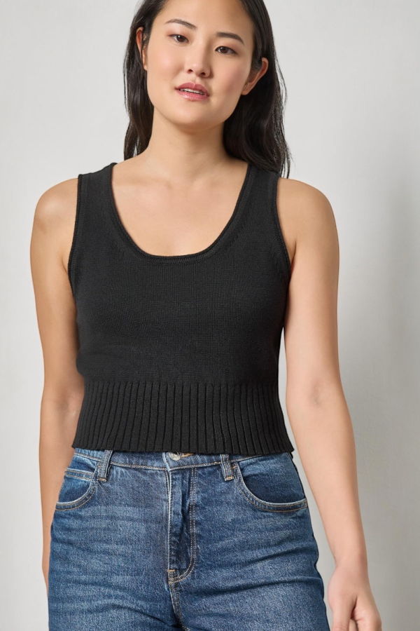 Lilla P. Cropped Scoop Tank Sweater Top