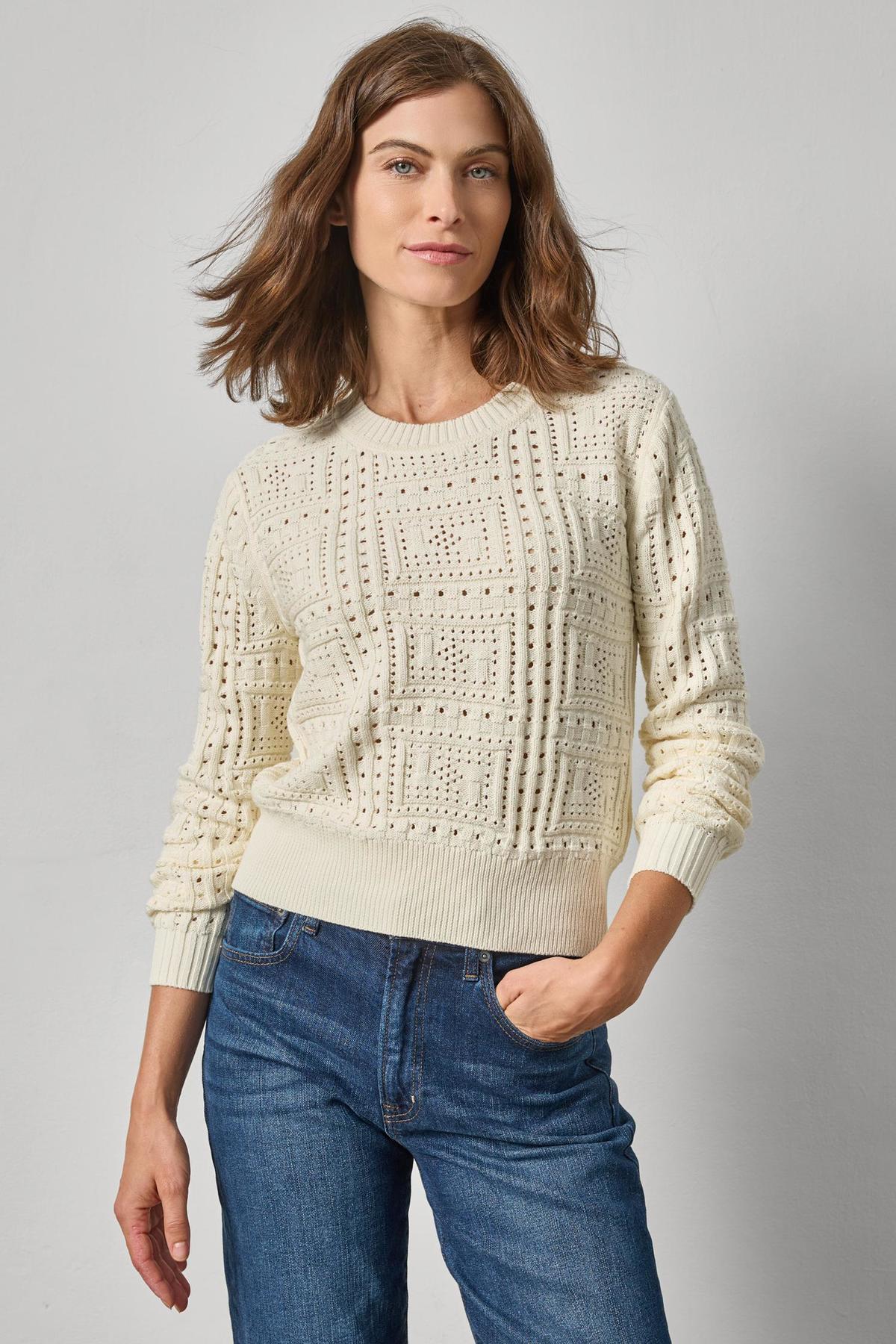 Lilla P. Patchwork Stitch Crewneck Sweater - Image 2 of 3
