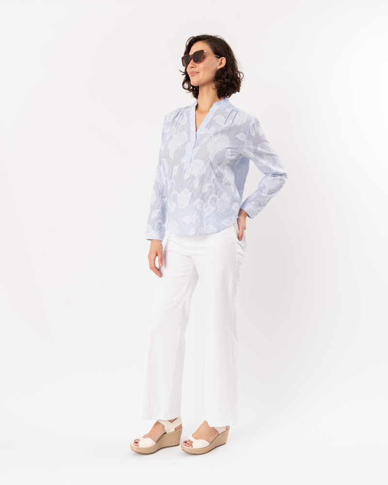 ELLIOTT LAUREN Welt Pocket Wide Leg Pant - White