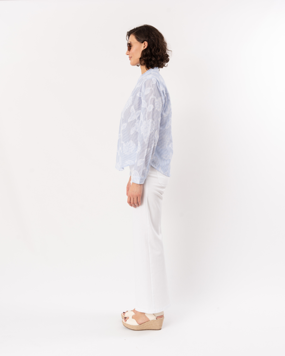 ELLIOTT LAUREN Welt Pocket Wide Leg Pant - White - Image 4 of 5