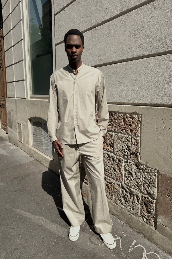 Officine Generale Jahlan Light Toile CO Poplin Shirt - Galet