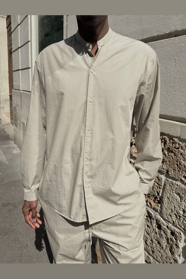 Officine Generale Jahlan Light Toile CO Poplin Shirt - Galet