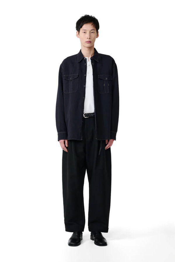 Studio Nicholson Louro Utility Pocket Shirt - Black Grape