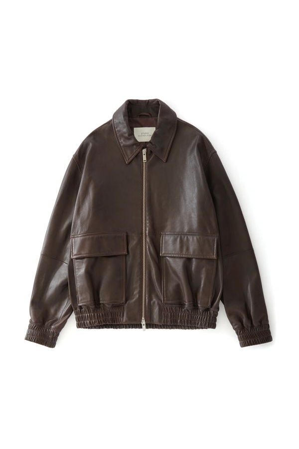 Studio Nicholson Piston Leather Bomber Jacket - Brown