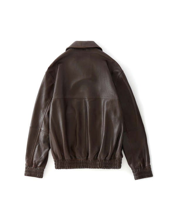 Studio Nicholson Piston Leather Bomber Jacket - Brown | Garmentory