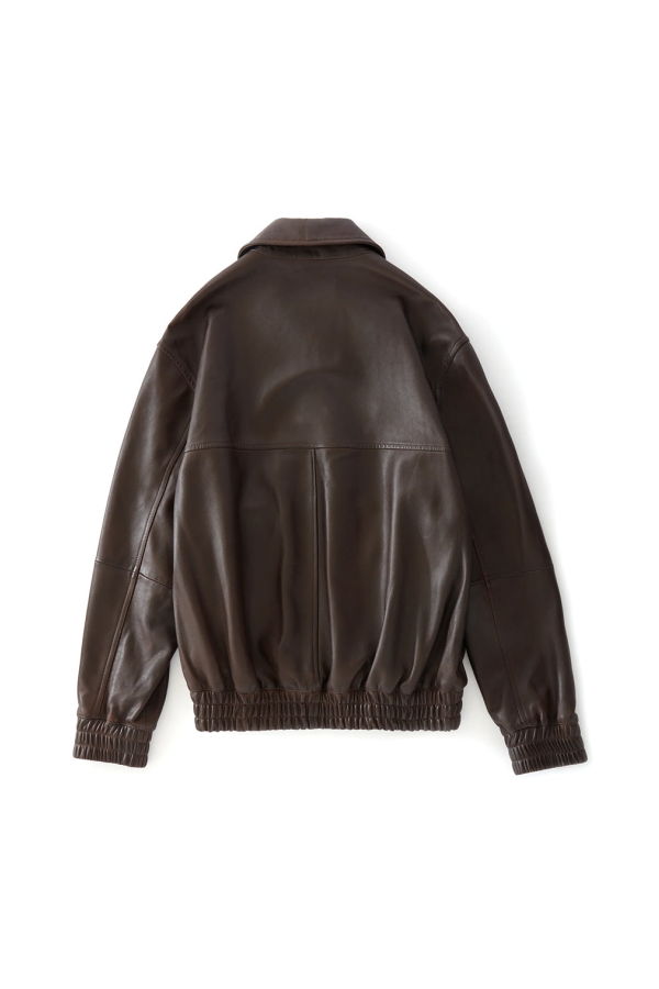 Studio Nicholson Piston Leather Bomber Jacket - Brown