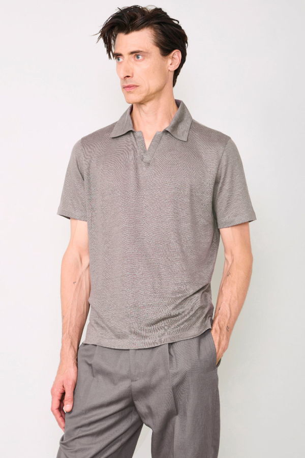 Officine Generale Simon Garment Dye Polo - Smoked Pearl
