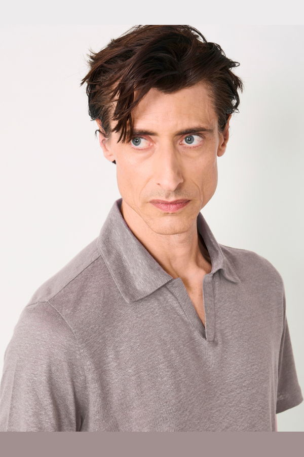 Officine Generale Simon Garment Dye Polo - Smoked Pearl