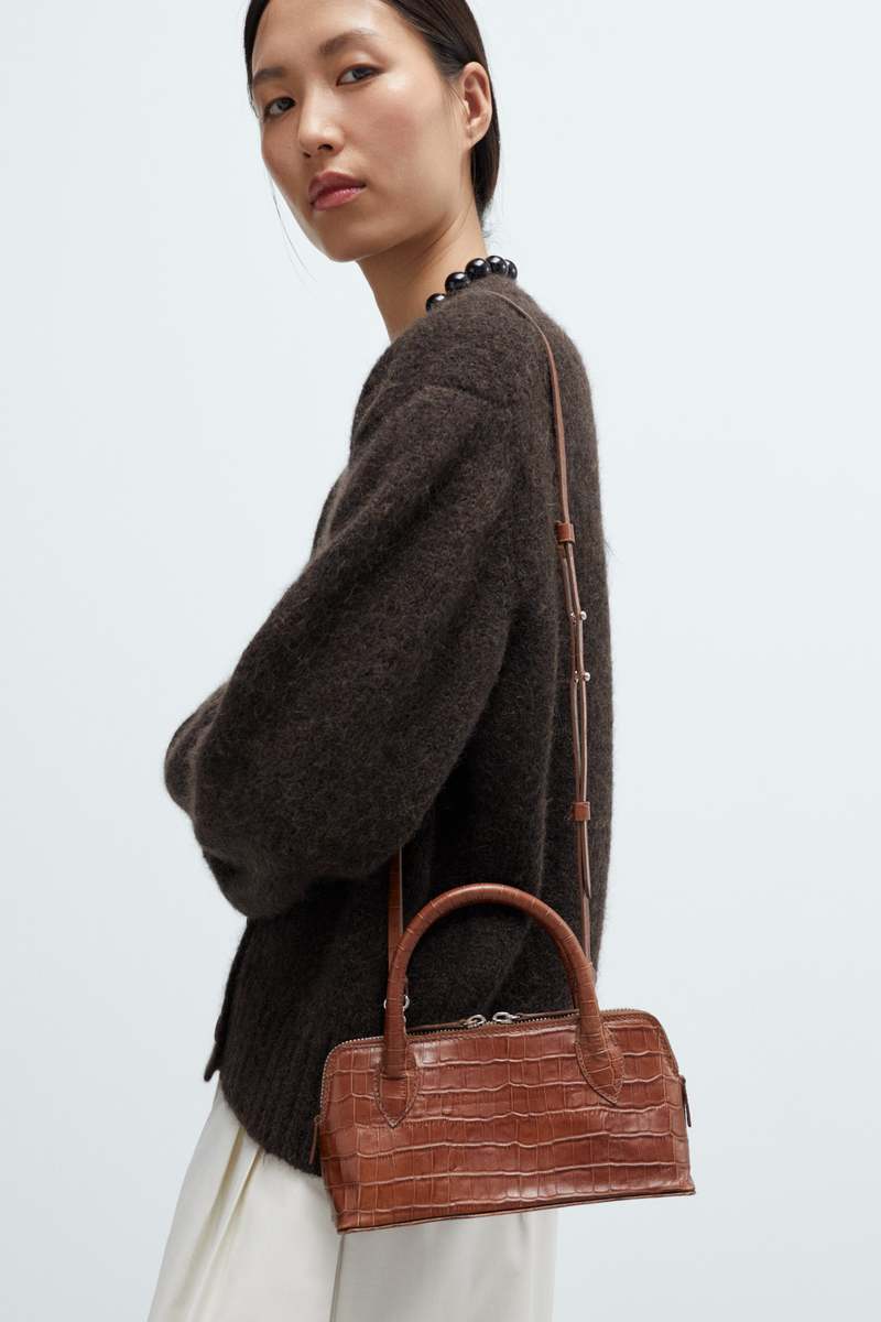 Cordera Mini Bag Crocodile Top Handle Bag - Caramel