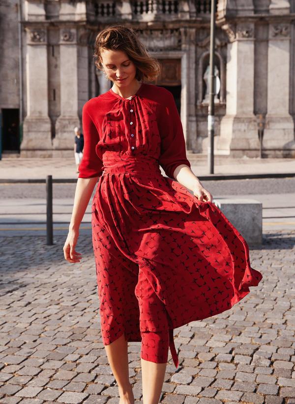 Seek Collective Rene Silk Crepe Dress - Vin mosaic print