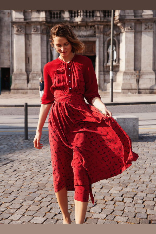 Seek Collective Rene Silk Crepe Dress - Vin mosaic print