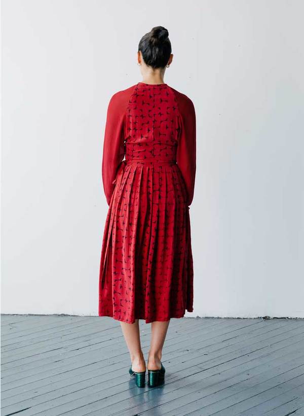 Seek Collective Rene Silk Crepe Dress - Vin mosaic print