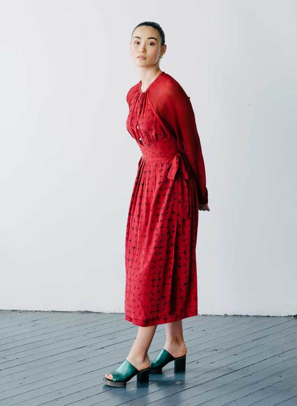 Seek Collective Rene Silk Crepe Dress - Vin mosaic print