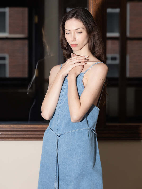 Baserange Yumi Apron Dress - Light Blue Wash Baserange Yumi Apron Dress - Light Blue Wash