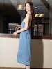 Baserange Yumi Apron Dress - Light Blue Wash - Thumbnail 2