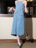 Baserange Yumi Apron Dress - Light Blue Wash - Thumbnail 3