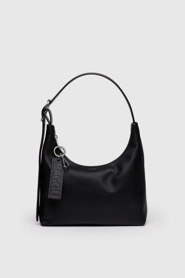 BAGGU Mini Recycled Leather Shoulder Bag - Black