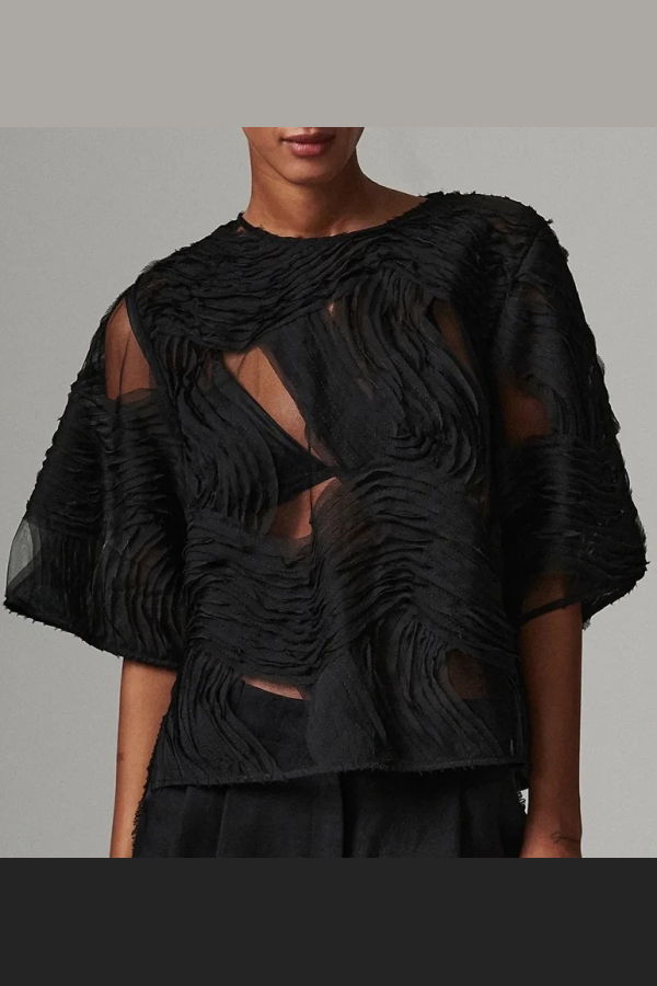 Day Birger et Mikkelsen Tatiana Crochet Lacy Top - Black