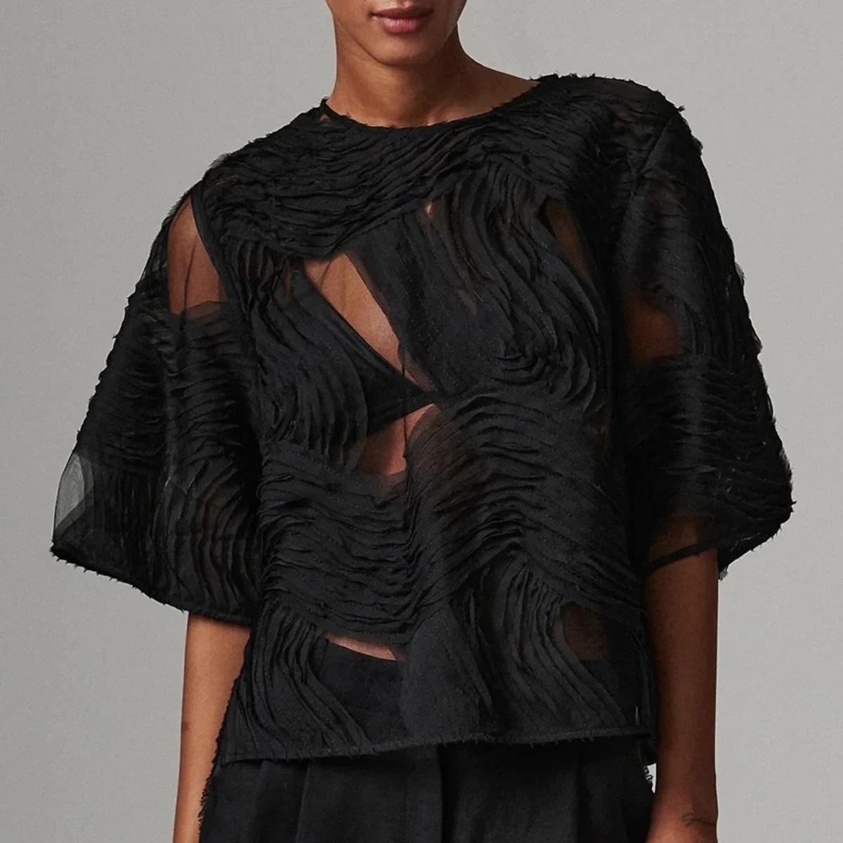 Day Birger et Mikkelsen Tatiana Crochet Lacy Top - Black - Image 1 of 7