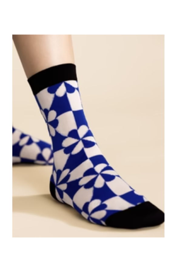 Hansel from Basel Pinwheel Sheer Crew Socks - Cobalt