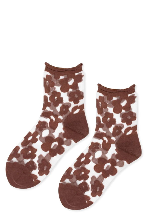 Hansel from Basel Pop Sheer Short Crew Socks - Mocha