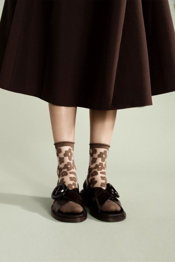 Hansel from Basel Pop Sheer Short Crew Socks - Mocha