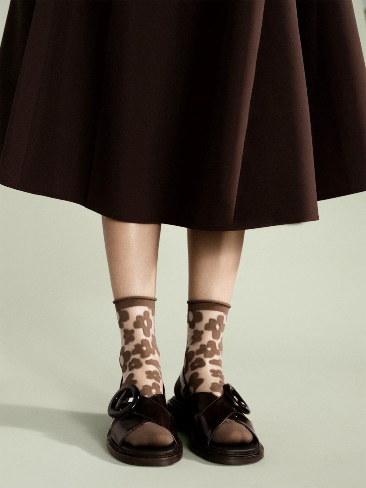 Hansel from Basel Pop Sheer Short Crew Socks - Mocha - Image 2 of 2