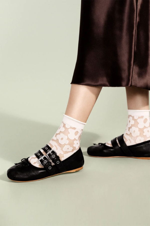 Hansel from Basel Pop Sheer Short Crew Socks - Snow