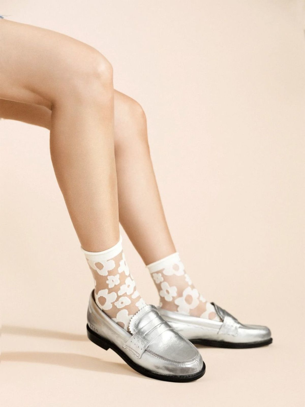 Hansel from Basel Pop Sheer Short Crew Socks - Snow - Image 3 of 4