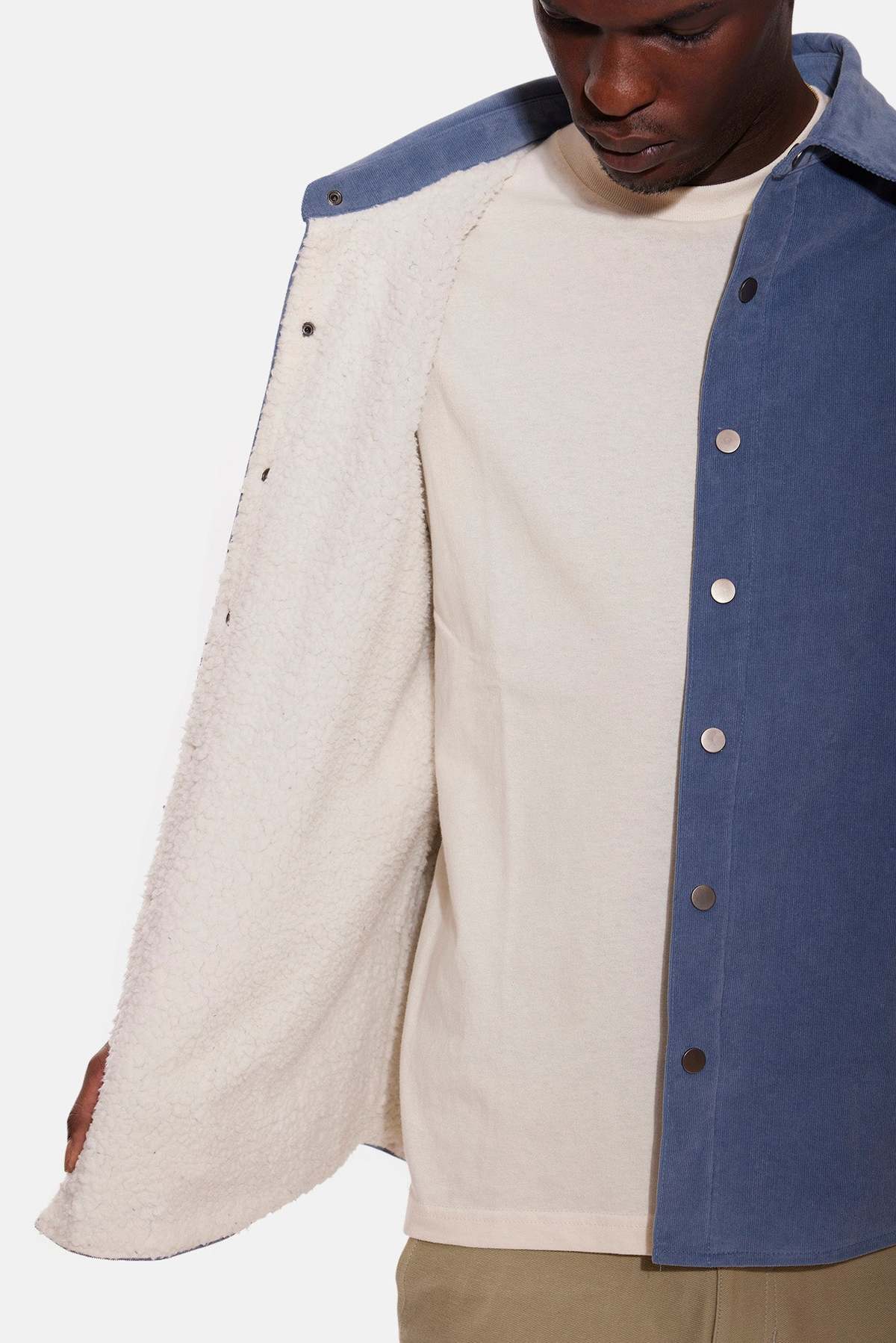Blue&Cream Best Sherpa Overshirt - Blue/Cream - Image 6 of 8