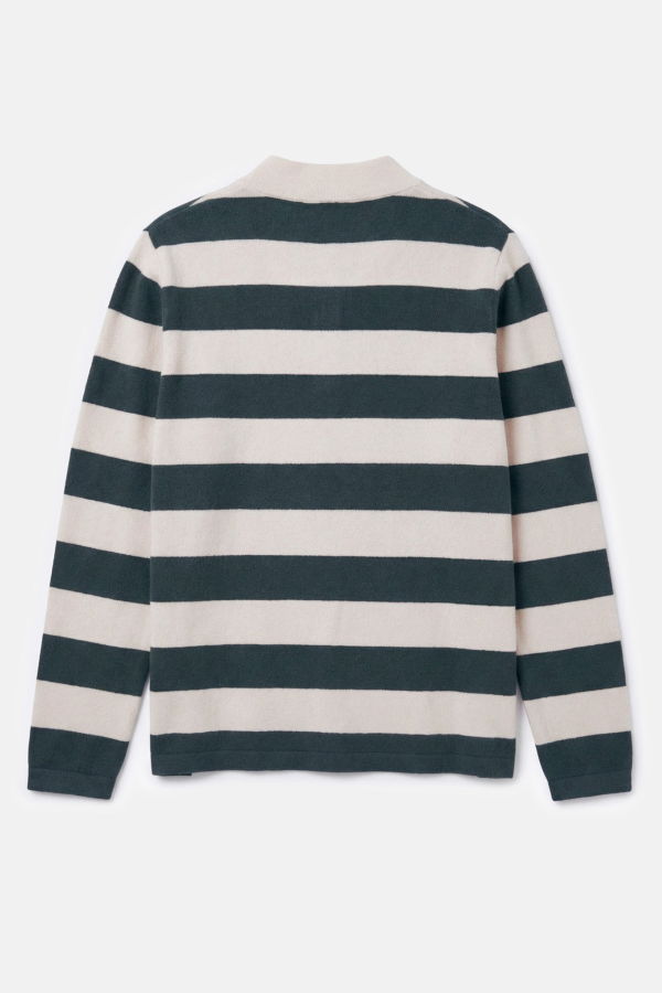 The Tile Club Clyde Rugby Oversized Cashmere Sweater - Green/Ivory