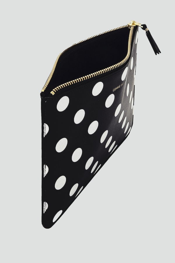 Comme des Garçons Large Polkadot Zip Pouch - Black