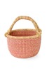 Swahili | AFRICAN MODERN Pastel Pink and Natural Flecked Baby Bolga Basket - Thumbnail 2