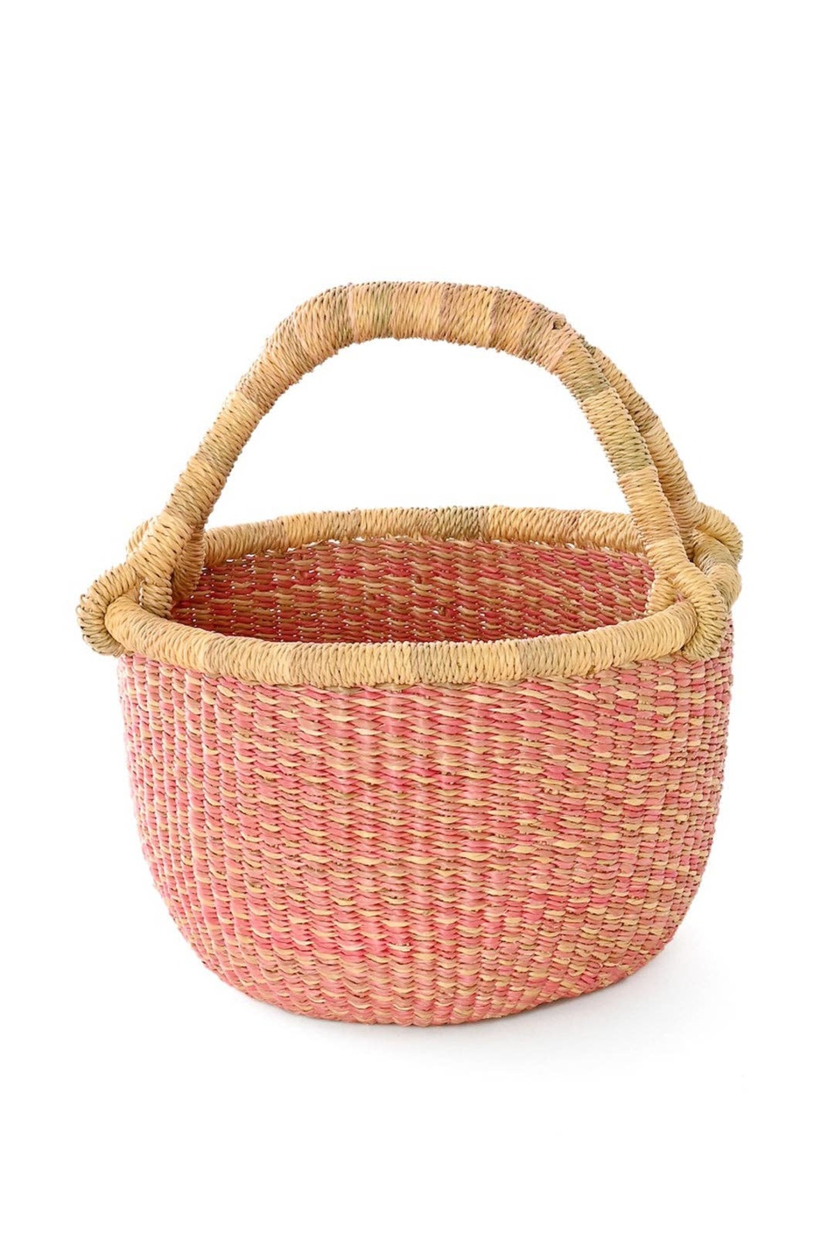 Swahili | AFRICAN MODERN Pastel Pink and Natural Flecked Baby Bolga Basket - Image 2 of 2