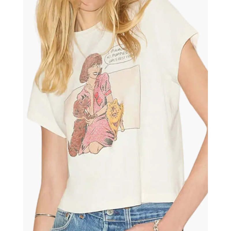 RE/DONE 50s Boxy Tee Puppies - Vintage White