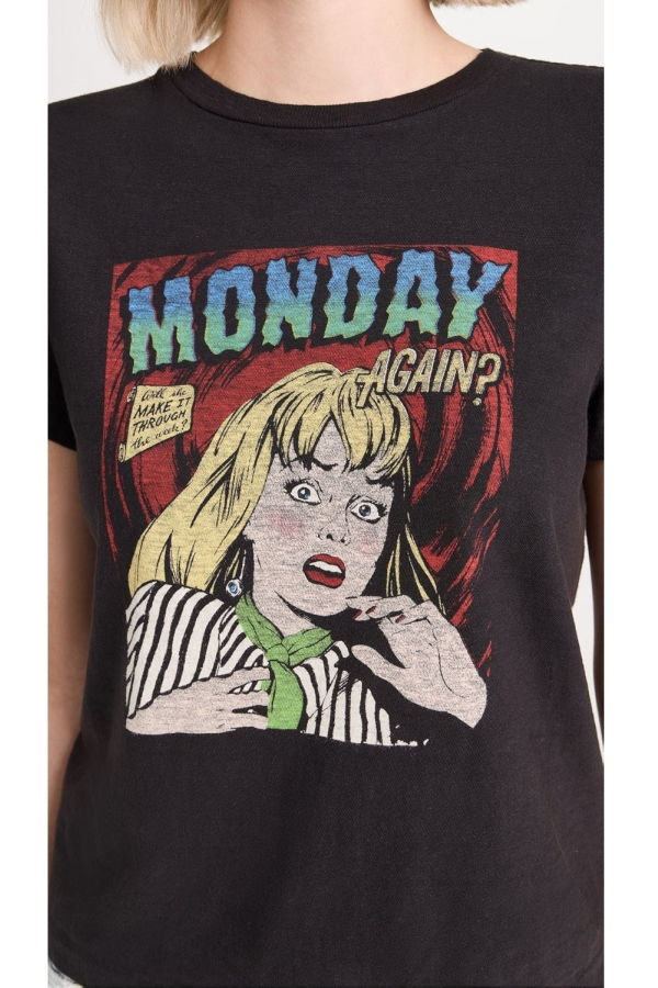 RE/DONE Classic Tee Monday Again - Washed Black