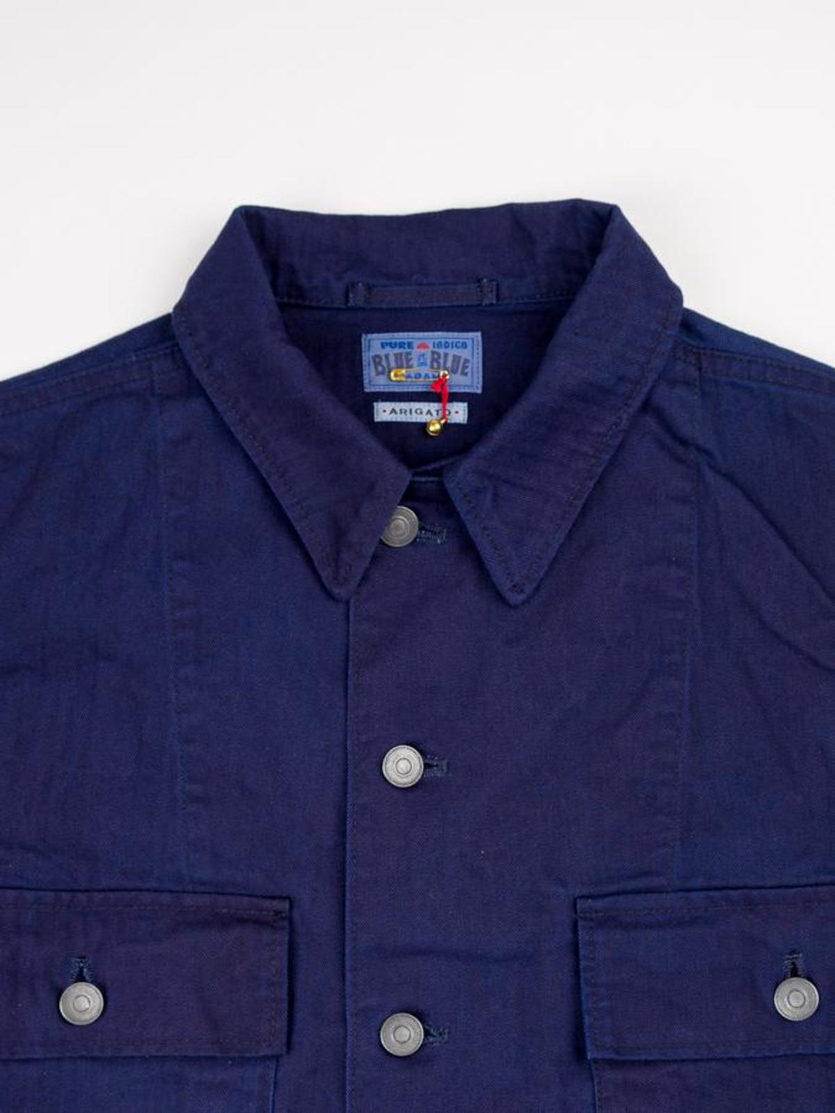Blue Blue Japan Cotton Herringbone Pattern Big Pocket Shirt Jacket - Indigo - Image 2 of 4